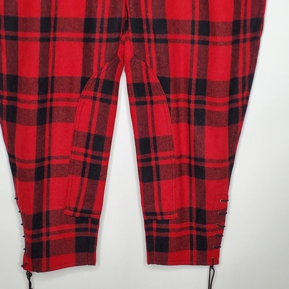 Banana Republic Plaid Riding Pants Size 18 Wool Blend Button Fly Ankle Ties - Picture 3 of 16
